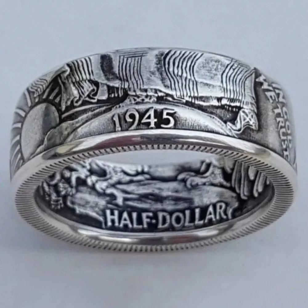Silver Coin Morgan Ring United Statement Ring